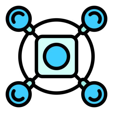 Robot İHA simgesi. Beyaz arkaplan rengi üzerinde izole edilmiş web tasarımı için robot drone vektör simgesi taslağı