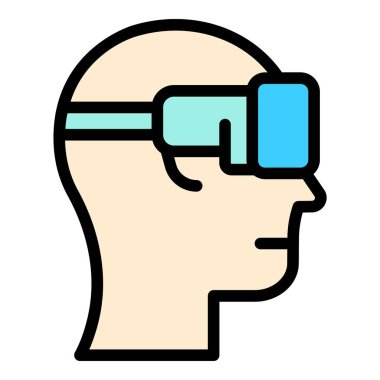 Sanal gerçeklik ikonu. Beyaz arkaplan renklerinde izole edilmiş web tasarımı için Sanal gerçeklik vektörü simgesi