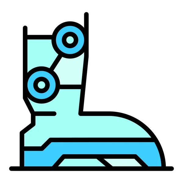 Pie Artificial Icono Contorno Vector Robot Exoesqueleto Traje Futuro Color — Vector de stock