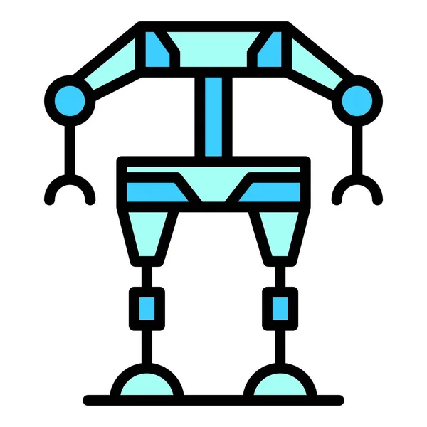 エクソスーツアイコンアウトラインベクトル エクソスケルトンスーツ ロボットマンカラーフラット — ストックベクタ