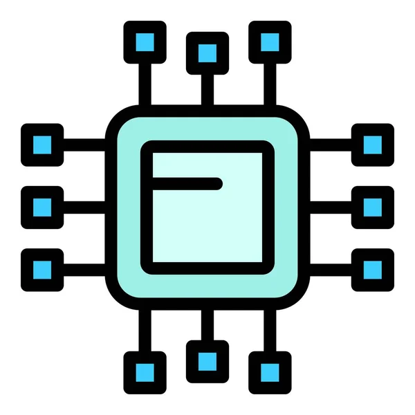 Icono Del Microchip Esquema Icono Vector Microchip Para Diseño Web — Vector de stock