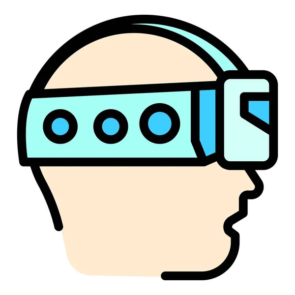 Ícone Óculos Virtuais Homem Esboço Homem Óculos Virtuais Vetor Ícone — Vetor de Stock