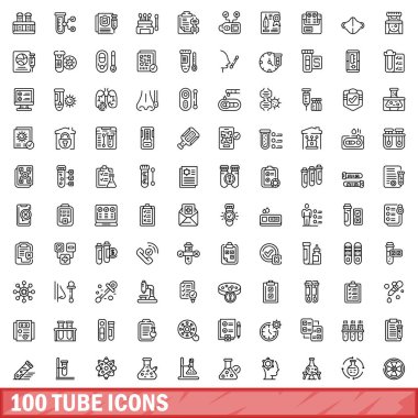 100 tube icons set. Outline illustration of 100 tube icons vector set isolated on white background clipart