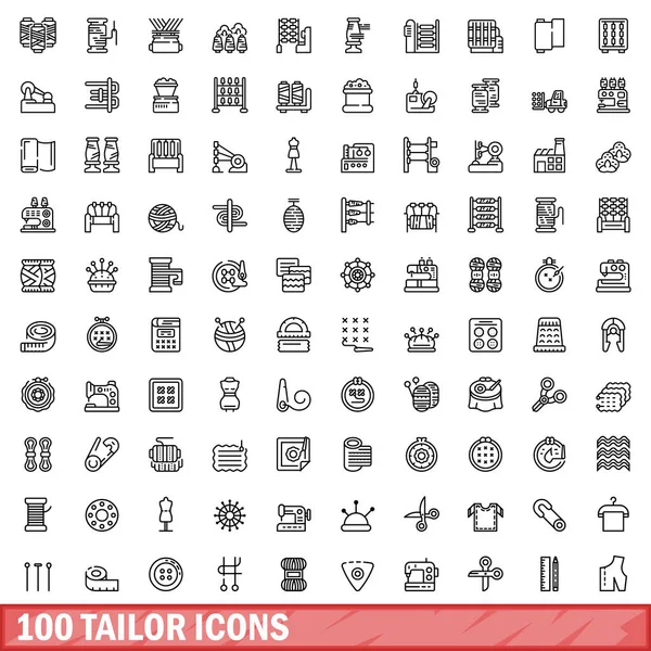 stock vector 100 tailor icons set. Outline illustration of 100 tailor icons vector set isolated on white background