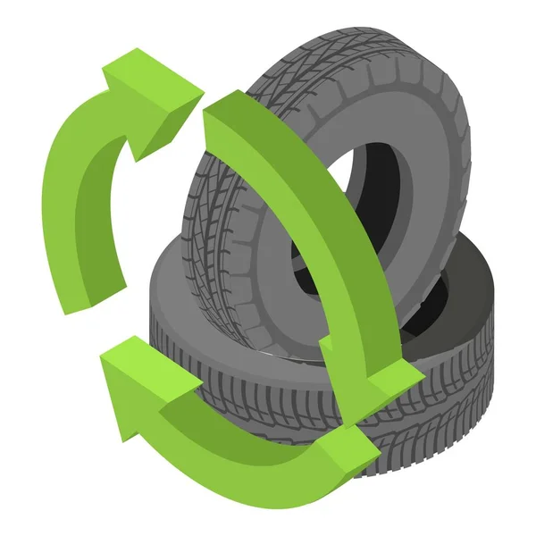 循环概念图标等量向量 旧车胎和回收标志 环境保护 再利用 — 图库矢量图片