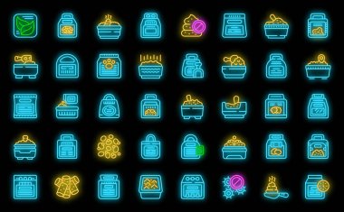 Tuvalet doldurma simgeleri dış hat vektörünü ayarlar. Hayvan kedi. Siyah üzerine şirin kum neonu rengi