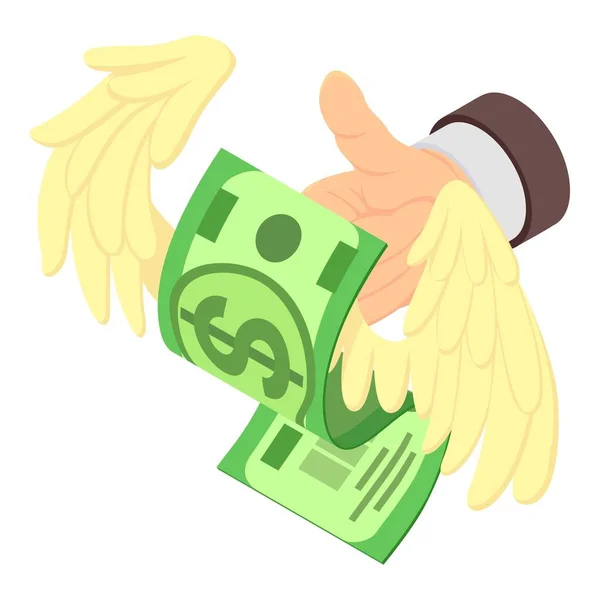 Startup Financing Icon Isometric Vector Hand Thumb Dollar Wing Project — Stock Vector