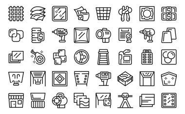 Gergin tavan simgeleri dış hat vektörünü ayarlar. Enerji evi. Dekoratif aygıt