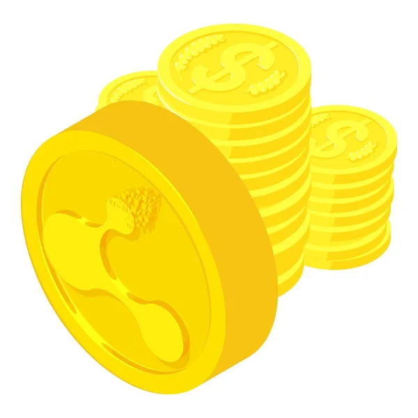 Иконка Изометрического Вектора Криптовалюты Bitconnect Биткоин Стек Монет Цифровые Деньги — стоковый вектор