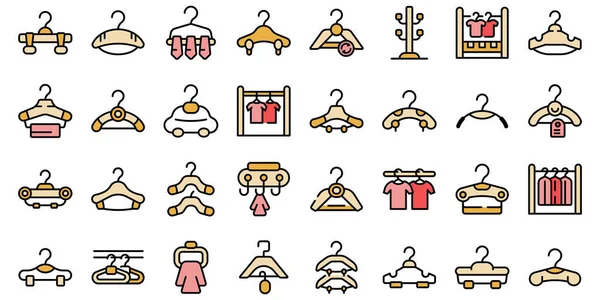 Clothes Hangers Icons Set Outline Vector Hook Hunger Fashion Offer — Stock Vector