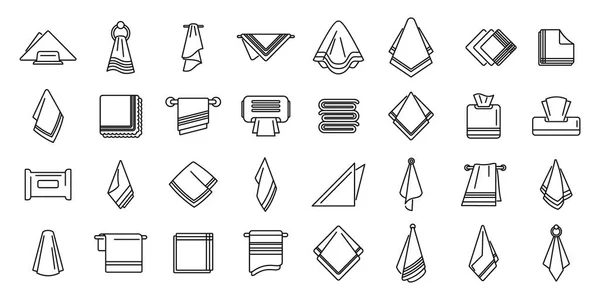 Handkerchief Icons Set Outline Vector Folded Napkin Paper Tissue — Stock Vector