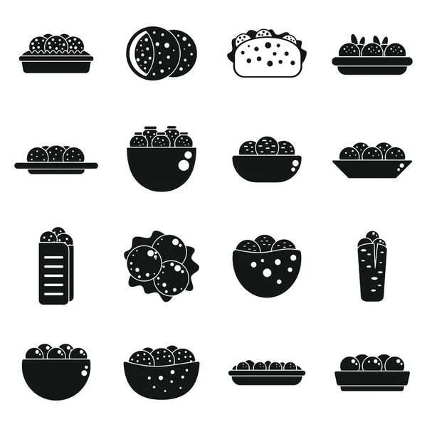 Falafel Icônes Définir Vecteur Simple Pita Balle Arabe — Image vectorielle