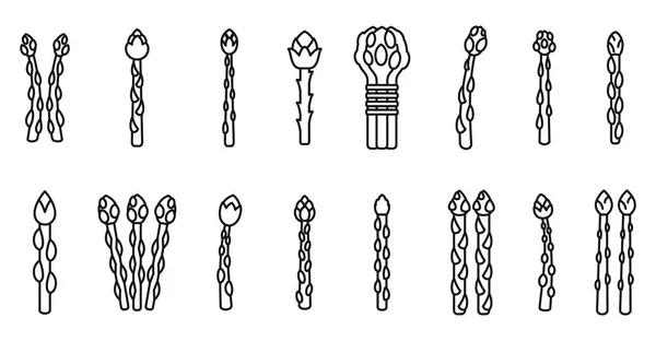 Иконки Спаржи Устанавливают Контур Вектора Готовить Еду Овощная Диета — стоковый вектор