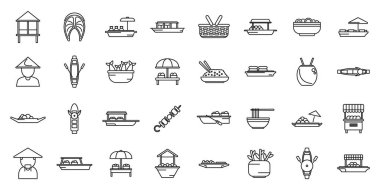 Yüzen pazar simgeleri ana hatları belirler. Asya sepeti. Cazibe pazarı