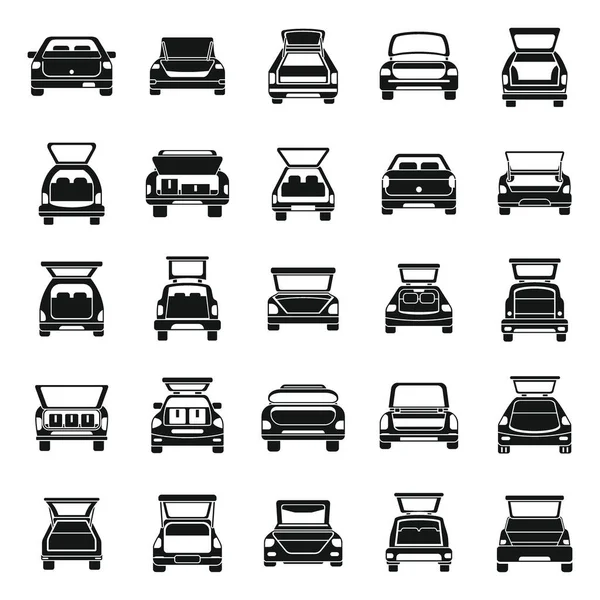 Kofferraum Auto Symbole Setzen Einfachen Vektor Sedanbeutel Vorhanden Sommerlager — Stockvektor