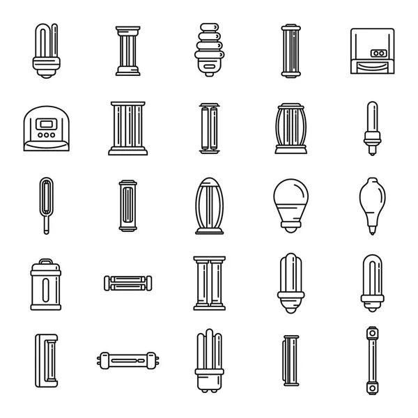 Lamp Icons Set Outline Vector Care Clinic Bulb Cleaner — Stock Vector
