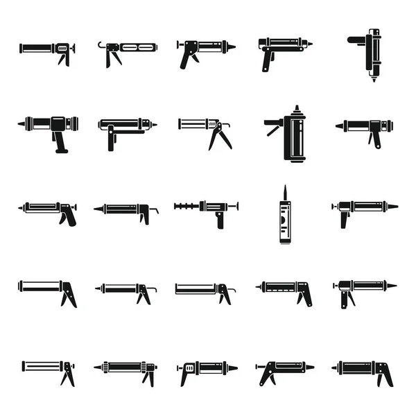 Silicone Caulk Gun Icons Set Simple Vector Adhesive Builder Construction — Stock Vector