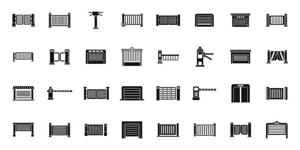 Los Iconos Puerta Automática Establecen Vector Simple Puerta Eléctrica Rollo — Vector de stock