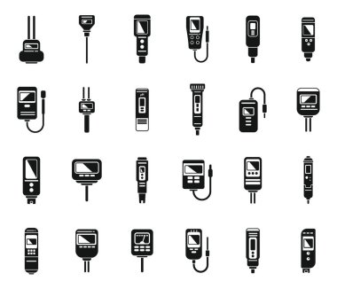 Ph metre simgeleri basit vektör ayarlar. Kimyasal asit. Biyoloji ölçer