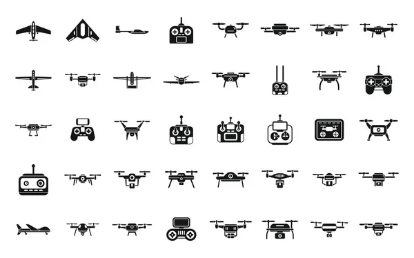 stock vector Drone technology icons set simple vector. Vr delivery. Helicopter survey