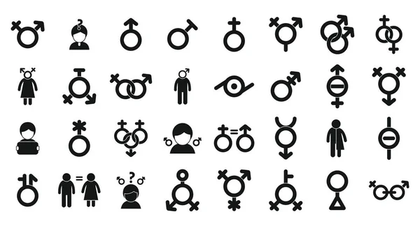 Gender Identity Icons Set Simple Vector Sex Couple Female Diversity — Stock Vector