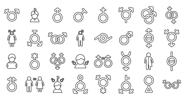 Ikony Tożsamości Płciowej Wyznaczają Wektor Zarysu Seks Para Różnorodność Kobiet — Wektor stockowy