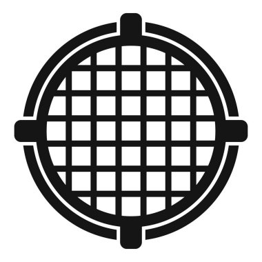 Kanalizasyon rögar ikonu basit vektör. Şehir yolu. Çember metal