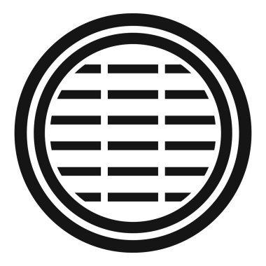 Çelik rögar ikonu basit vektörü. Şehir yolu. Şehir oluğu