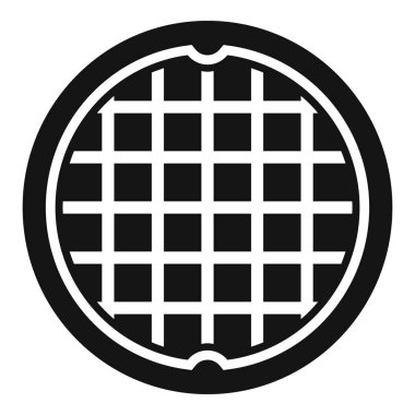 Kaldırımdaki rögar simgesi basit bir vektör. Şehir yolu. Sokak lağımı