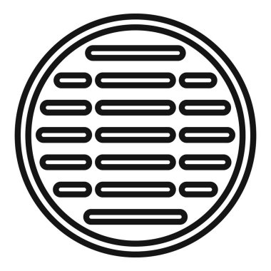 Kanalizasyon ikonu ana hat vektörünü gönderin. Şehir yolu. Plaka kentsel