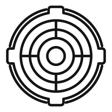 Lağım deliği ikonu ana hatları vektörü. Şehir yolu. Kanalizasyon lağımı