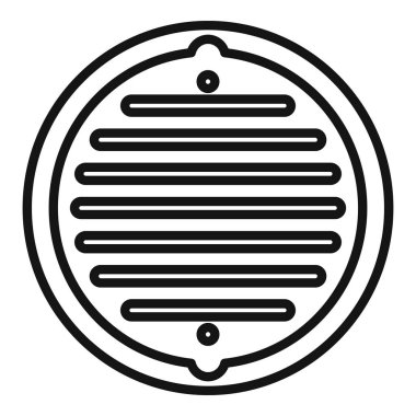 Asfalt rögar ikonu dış hat vektörü. Şehir yolu. Çukur çember