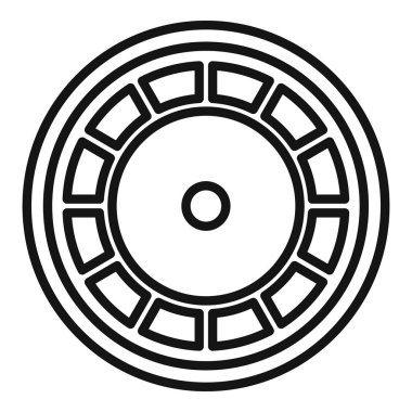 Çöp rögar ikonu ana hatları vektörü. Kanalizasyon kapağı. Sokak Çemberi