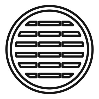 Kanalizasyon rögar ikonu ana hatları vektörü. Şehir yolu. Metal çelik