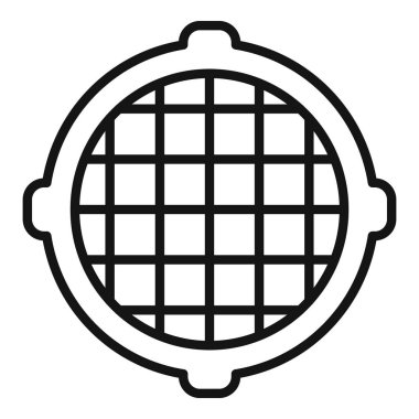 Şehrin rögar ikonu ana hat vektörü. Yol kanalizasyonu. Lid sokağı