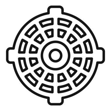 Kanalizasyon simgesi ana hat vektörü. Yol kenti. Lağım kapağı