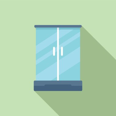 Duş kabini ikonu düz vektörü. Cam kulübe. Kapı bölmesi