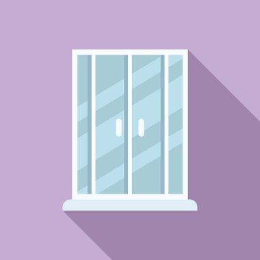 Tuvalet kabini ikonu düz vektör. Duş kabini. Cam kapı.