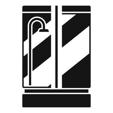 Duvar tuvaleti kabin simgesi basit bir vektör. Duş kabini. Cam kapı.