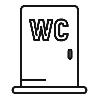 Halka açık WC kapı simgesi ana hatları vektörü. Tuvalet tuvaleti. Halk odası