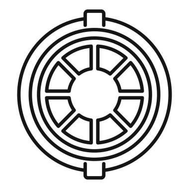 Sabah kahve kapsülü ikonu ana hatları vektörü. Espresso Kafe 'de. Kapsül kabı