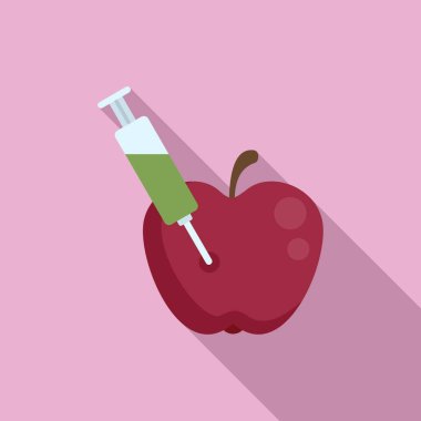 Şırınga gmo ikon düz vektör. Tarım yiyeceği. İlaç sağlıklıdır.