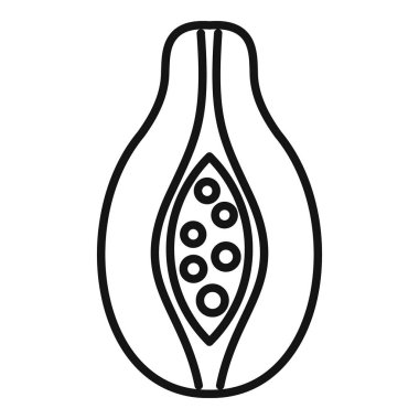 Gmo papaya simgesi ana hatları vektörü. Tarım yiyeceği. DNA testi