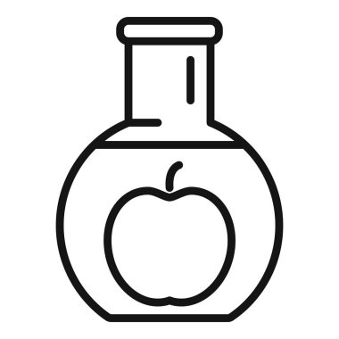 DNA matarası elma ikonu taslak vektörü. Gmo yemeği. Gen ilaçları