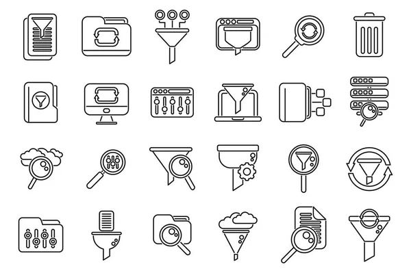 Filter Search Icons Set Outline Vector Filter Interface Digital Education — Stock Vector