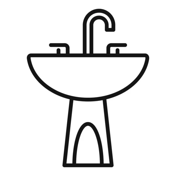 水龙头盆图标勾勒矢量 水管道排污机建造 — 图库矢量图片