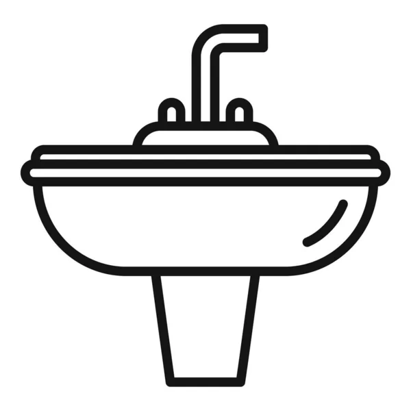 厨房水龙头图标轮廓矢量 服务流失 水管及污水渠 — 图库矢量图片