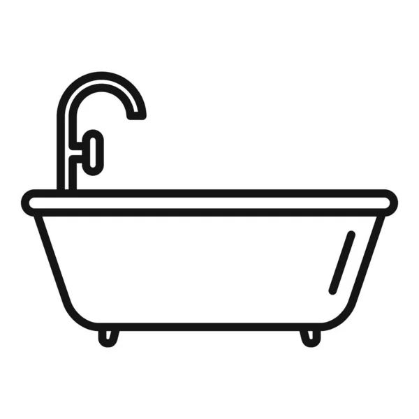 浴缸图标轮廓矢量 服务水管工 — 图库矢量图片