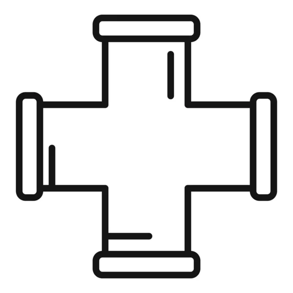 Cross Pipe Symbol Umrissvektor Wasserleitung Dienstleistungsabfluss — Stockvektor