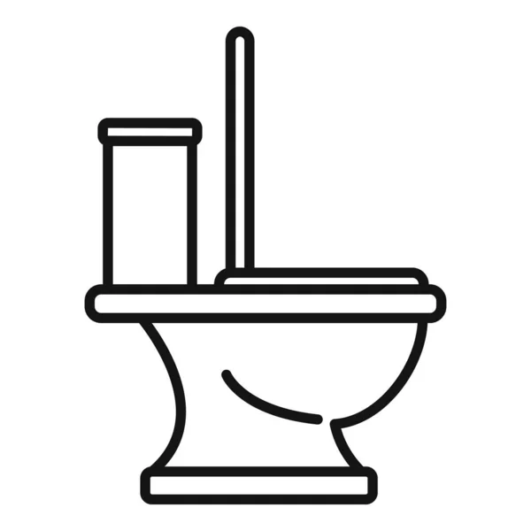 Lägenhet Toalett Ikon Kontur Vektor Avloppsvatten Diskutrustning — Stock vektor